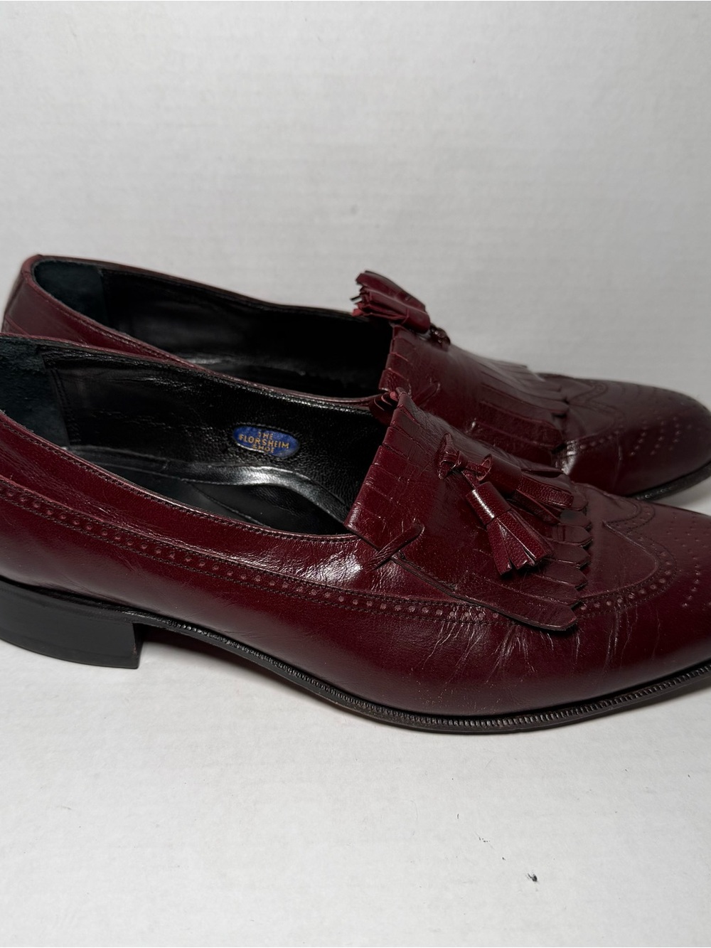 Florsheim Men's Lexington Wingtip Tassel Slip-On Loafer Dress Shoe Burgundy, 9 D